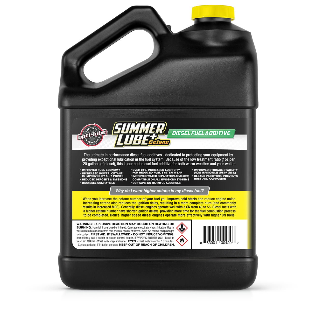 Opti-Lube Summer+ Formula Diesel Fuel Additive - 1 Gallon with Accessories  (1 Hand Pump, 2- Empty 4oz Bottles) Treats up to 2,560 Gallons