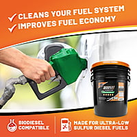 Opti-Lube Boost! Formula Diesel Fuel Additive - 5 Gallon Pail with 1 Heavy Duty Metal Pail Pump and 4 Empty 4oz Bottles, Treats up to 12,800 Gallons Opti-Lube Boost! Formula Diesel Fuel Additive - 5 Gallon Pail with 1 Heavy Duty Metal Pail Pump and 4 Empty 4oz Bottles, Treats up to 12,800 Gallons